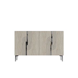 Ka1208bts Meyra120 Konsol, Kahve Köşesi̇ Ve Tv Sehpasi Beyaz-traverten Kapak-silver 120cm