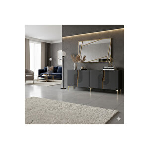 Ka1804ag Meyra180 Konsol, Kahve Köşesi̇, Tv Sehpasi Antrasi̇t-gold 180cm Antrasit Gold