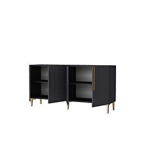 Ka1804ag Meyra180 Konsol, Kahve Köşesi̇, Tv Sehpasi Antrasi̇t-gold 180cm