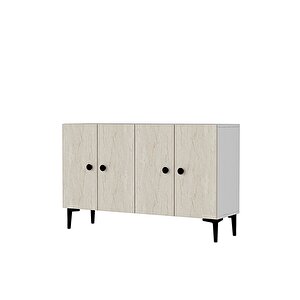 Ka1205bt Pella120 Konsol, Kahve Köşesi̇ Ve Tv Sehpasi Beyaz-traverten Kapak 120cm