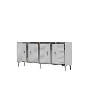 Ka1801bs Tuna18 Konsol, Kahve Köşesi̇ Ve Tv Sehpasi Beyaz-silver 180cm