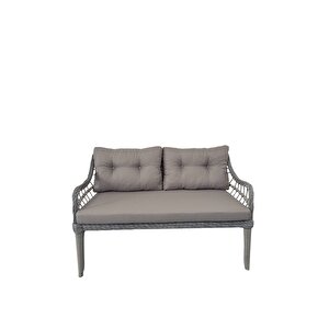 Kaş 2 1 1 Sehpa Bahçe Balkon Mobilyası,gri Rattan/grikumaş Gri