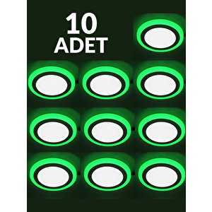 Hl-6021 10  Adet 3+3 Watt Sıva Altı Çift Renkli Led Panel Beyaz Yeşil