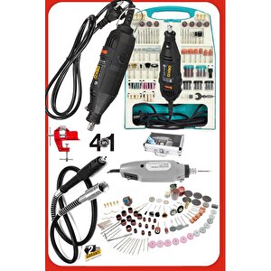 Hobi Usta Seti 500w 362 Parça Gravür Taşlama Zımpara Seti – Çift Makine + Mengene + Şaft Kablosu