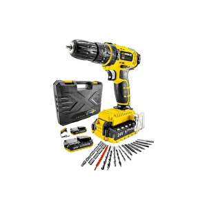 14.4v 2ah Darbeli Metal Dişli Şanzuman Çift Akülü Şarjlı Vidalama Matkap Çantalı Set