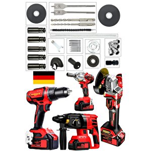 Kömürsüz Red4st 20ahx 4'lü Set Akülü Şarjlı Vidalama + Somun Sökme + Taşlama + Kırıcı Delici Seti