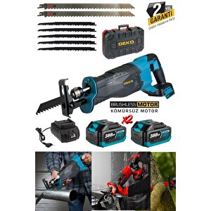 Çelik Şanzıman Çift Akülü 388vf Tilki Kuyruğu Testere Beton Tuğla Kemik Kesme Makinesi + 7 Bıçak Set