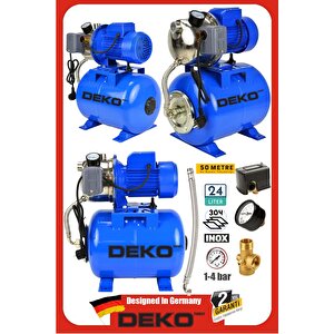 1.5hp Özel Paslanmaz Jet Motorlu Su Motoru + 24lt Tanklı Hidrofor Seti 4kat 4daire Full Bakır Sargı