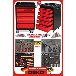 İzeltaş Anahtar Takımlı 185parça İçi Dolu 5 Çekmece Alet Dolabı Takım Arabası Atölye Arabası Tezgah