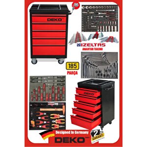 Xl Trend İzeltaş Seri̇ 5 Çekmeceli İçi Dolu 185 Parça Full Set Alet Dolabı Atölye Usta Takım Arabası