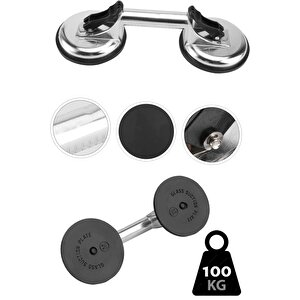 100kg Max Çift Vakum Cam Mermer Seramik Çiftli Vantuz Cam Tutucu Seramik Mermer Taşıma Aparatı