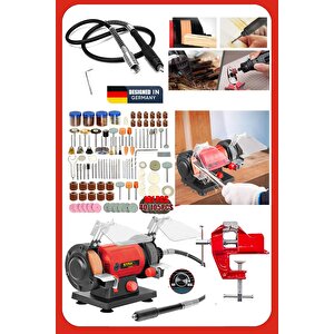 Çok Amaçlı Devir Ayarlı Hobi Kalıpçı Taşlama Gravür Parlatma Taş Motoru Makinesi Seti + Mengene Seti