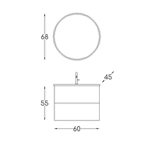 Alba Soft Aynali Çekmeceli̇ Banyo Dolabi Seti̇ Antrasi̇t 60 Cm