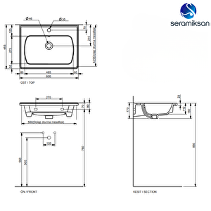 Alba Soft Aynali Çekmeceli̇ Banyo Dolabi Seti̇ Antrasi̇t 60 Cm