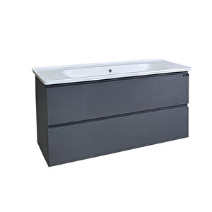 Alba Soft Aynali Çekmeceli̇ Banyo Dolabi Seti̇ Antrasi̇t 60 Cm