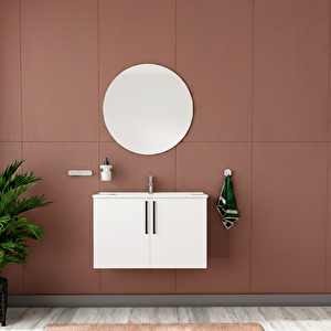 Moso Aynali Banyo Dolabi Seti̇ Beyaz 80 Cm