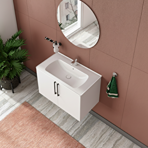 Moso Aynali Banyo Dolabi Seti̇ Beyaz 80 Cm