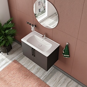 Moso Aynali Banyo Dolabi Seti̇ Antrasi̇t 60 Cm