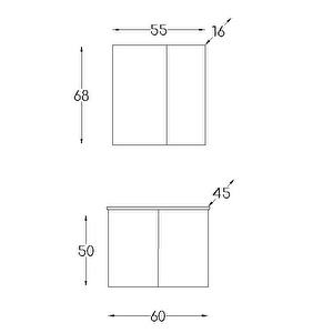 Alpu Ayna Dolapli Banyo Dolabi Seti̇ Antrasi̇t 60 Cm
