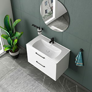 Nile Aynali Çekmeceli̇ Banyo Dolabi Seti̇ Beyaz 60 Cm