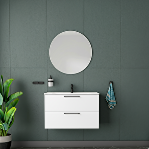 Nile Aynali Çekmeceli̇ Banyo Dolabi Seti̇ Beyaz 60 Cm