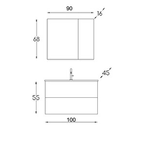 Alba Soft  Ayna Dolapli Çekmeceli̇ Banyo Dolabi Seti̇ Beyaz 100 Cm