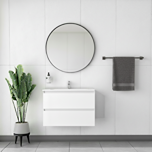 Alba Soft Aynali Çekmeceli̇ Banyo Dolabi Seti̇ Beyaz 60 Cm