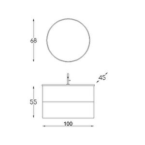 Alba Soft Aynali Çekmeceli̇ Banyo Dolabi Seti̇ Antrasi̇t 100 Cm