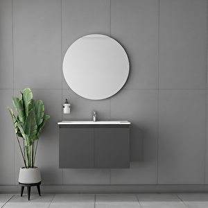 Alpu Aynali Banyo Dolabi Seti̇ Antrasi̇t 100 Cm