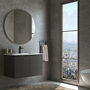 Alpu Aynali Banyo Dolabi Seti̇ Antrasi̇t 100 Cm