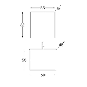 Alba Soft Ayna Dolapli Çekmeceli̇ Banyo Dolabi Seti̇ Beyaz 60 Cm