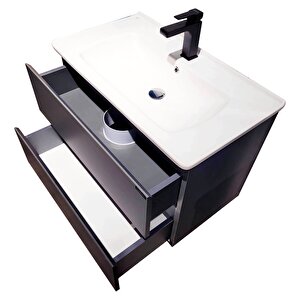 Alba Soft  Ayna Dolapli Çekmeceli̇ Banyo Dolabi Seti̇ Antrasi̇t 60 Cm