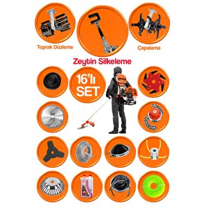 Full Turbo Arazi Setli 20hpx Benzinli Sırt Tırpan Toprak Eşeleme Akrobat Çapalama + Zeytin Sallama