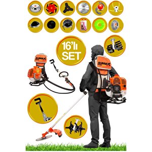 Full Turbo Arazi Setli 20hpx Benzinli Sırt Tırpan Toprak Eşeleme Akrobat Çapalama + Zeytin Sallama