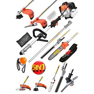 20hpx Superturbo Benzinli Çok Fonskiyonlu 5li Süper Tırpan Bahçe Çim Ot Biçme Çit Budama Seti