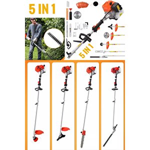 Çok İşlevli 20hpx 5in1 5 Kafalı Benzinli Tırpan Zincirli Ot Çalı Biçme Testere Makinesi Budama Başlıklı