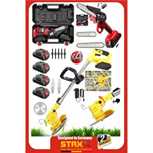 Us2190 4x 40vf Akülü Dal Budama Kesme Testere + Akülü Teleskopik Ot Çayır Çim Biçme Budama Makinesi
