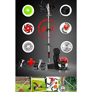 Deutsche Benzinli Sırt Tipi Tırpan: 8 Başlıklı Full Set Ile Zorlu Arazi Bakımı Ot Çalı Çim Biçme