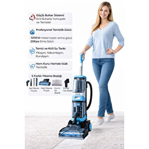 T20 Pro HydroStream 20kpa Buhar Fonksiyonlu Dikey Halı Yıkama Koltuk Yıkama ve Buharlı Paspas Makinesi