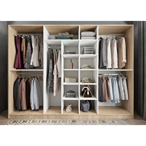 Life Yedi Kapaklı Gardırop Meşe&beyaz  G.y.l_9_280cm 315 cm
