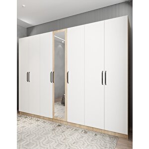 Life Yedi Kapaklı Gardırop Meşe&beyaz  G.y.l_9_280cm 315 cm