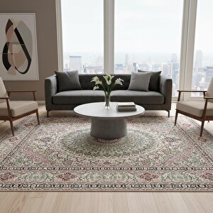 Pembe Tonlarda İran Motifli Halı Dijital Baskılı Kaymaz Tabanlı Yıkanabilir Leke Tutmaz Antibakteriyel 120x250 cm