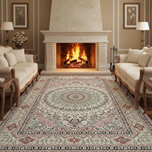 Pembe Tonlarda İran Motifli Halı Dijital Baskılı Kaymaz Tabanlı Yıkanabilir Leke Tutmaz Antibakteriyel 100x400 cm