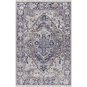 Mavi-gri Otantik Dijital Baskı Kaymaz Taban Yıkanabilir Leke Tutmaz Antibakteriyel Klasik Halı