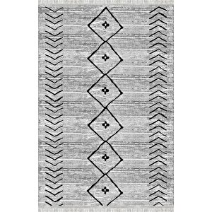 Gri Siyah İskandinav Boho Tarzı Halı Dijital Baskılı Kaymaz Tabanlı Yıkanabilir Leke Tutmaz Antibakteriyel