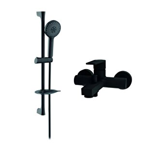 Sh493s Sürgülü Duş Sistemi Ve Sharp Banyo Armatürü Seti Mat Siyah