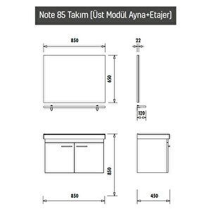 Note 85 Cm Banyo Dolabı Takımı Beyaz