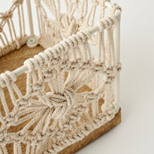 Sierra Dekoratif Makrome Sepet Krem (13x13x12 Cm) Krem