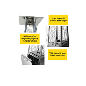 Piramit Soba Dış Mekan Isıtıcı Isı Piramidi Paslanmaz Inox