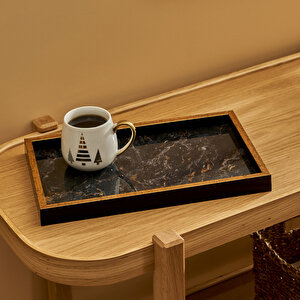 Marmo Dekoratif Cam Tepsi Siyah (22x37 Cm) Siyah Siyah